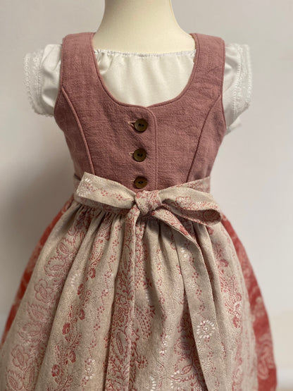 Dirndl "Rosa" Gr 92 altrosa-rot-beige