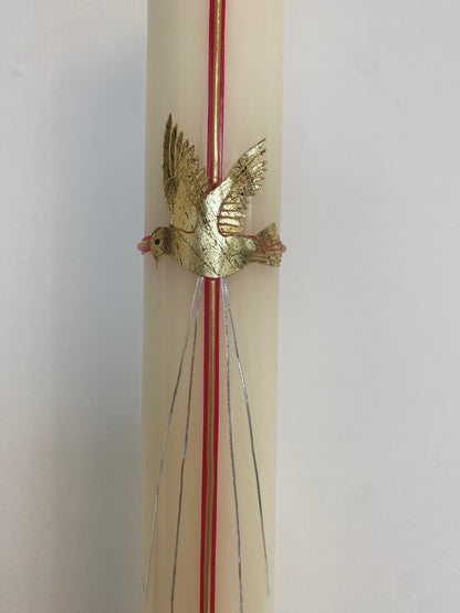 Taufkerze "Taube mit rotem Kreuz"