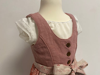 Dirndl "Rosa" Gr 92 altrosa-rot-beige