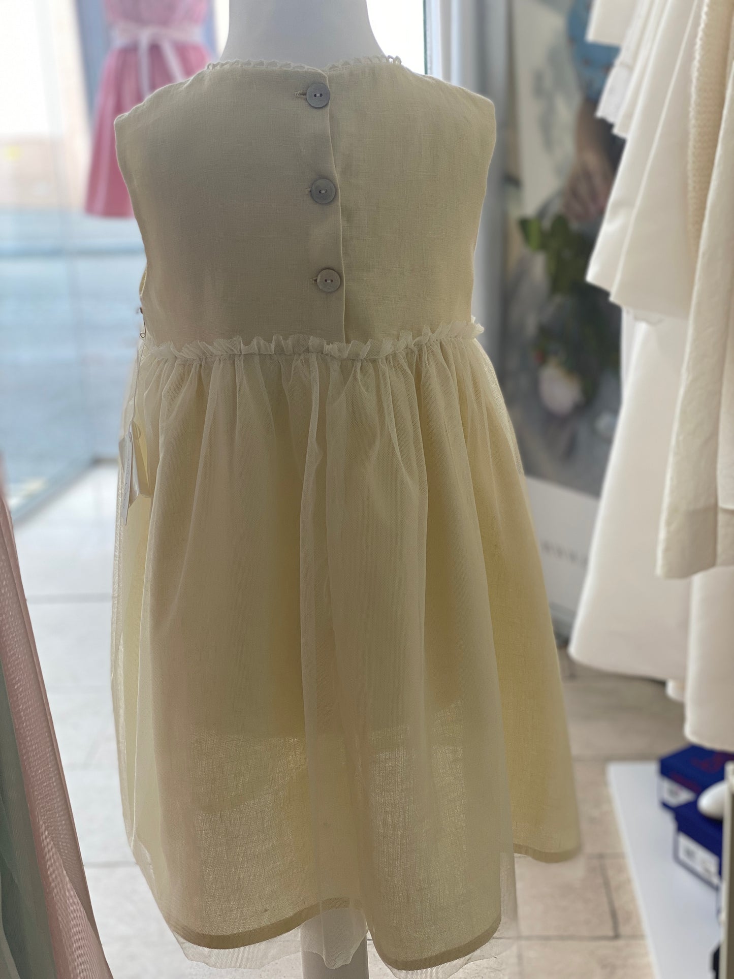 Leinenkleid hellgelb Gr 122
